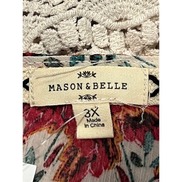 Mason & Belle Women Plus Size 3X Floral Open Front Kimono Cardigan Lace Trim New - Picture 8 of 10